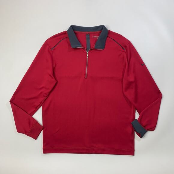 Nike Sweatshirt Mens M Medium Wine Red Golf Dri Fit Quarter Zip Pullover - Picture 2 of 13